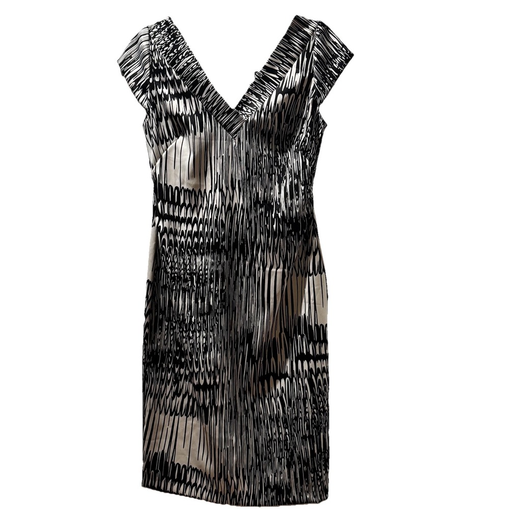 Rabbit Designs Women Dress 10 Artsy Statement Sleeveless Fit Flared Midi V Neck